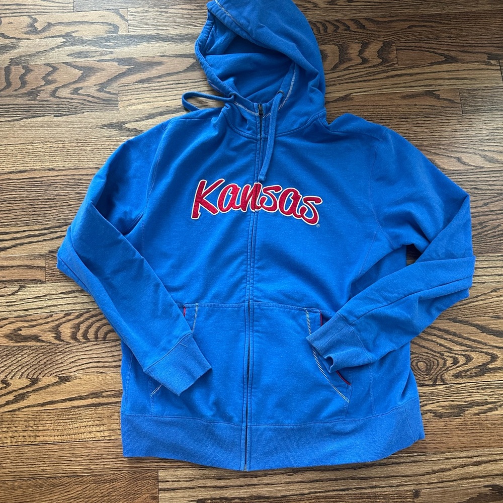 Kansas KU Jayhawks zip up hooded sweatshirt fleece size Xl Unisex